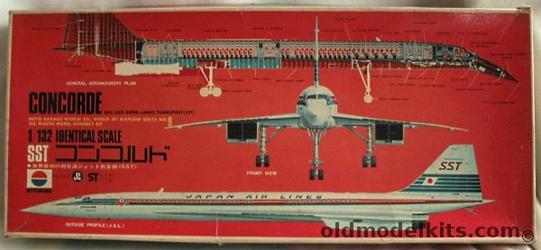 Nitto 1/132 BAC SUD Supersonic Transport Concorde SST Japan Airlines Markings, 98-350 plastic model kit